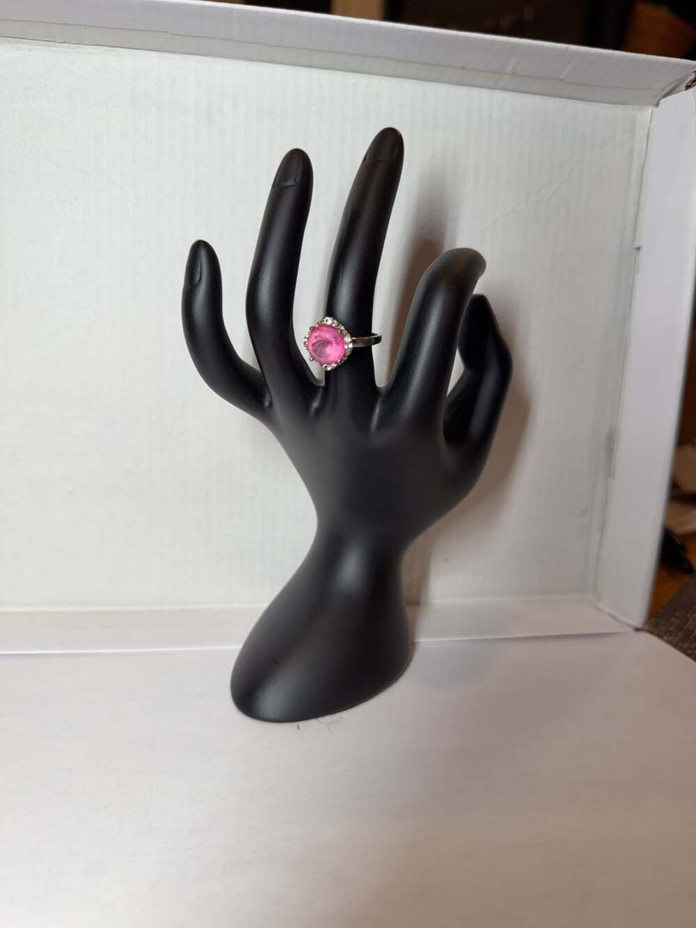 925 Sterling Silver Pink Topaz Halo Ring